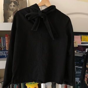 COS black long sleeve, tie back, high neck